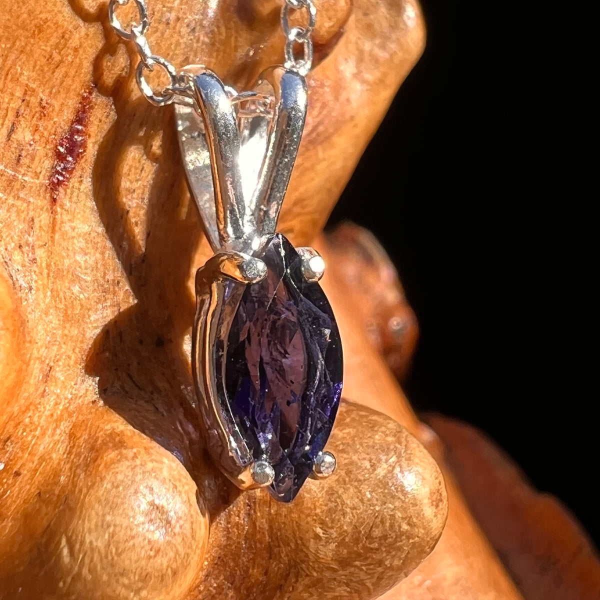 Blue Iolite Necklace Sterling Silver #7773-Moldavite Life