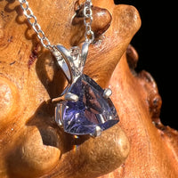 Blue Iolite Trillion Necklace Sterling Silver #7778-Moldavite Life