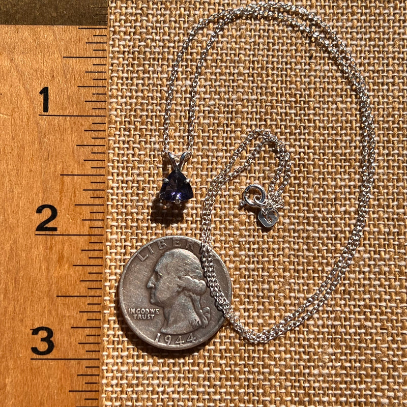 Blue Iolite Trillion Necklace Sterling Silver #7778-Moldavite Life