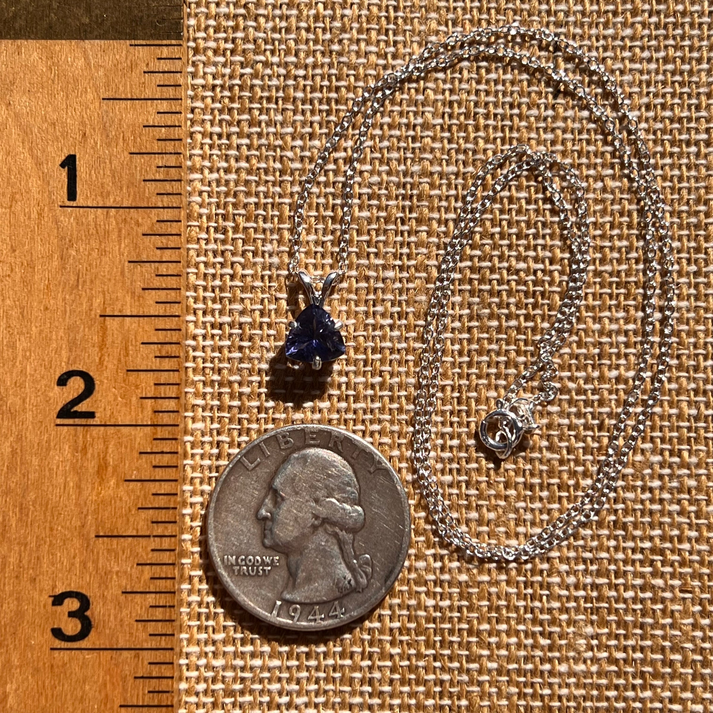 Blue Iolite Trillion Necklace Sterling Silver #7779-Moldavite Life