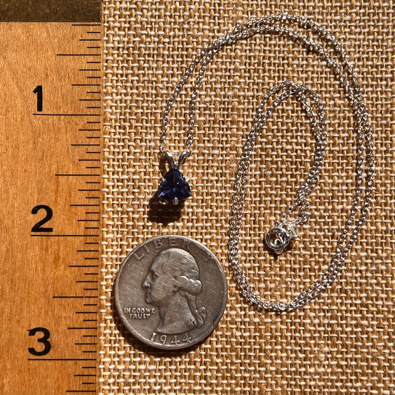 Blue Iolite Trillion Necklace Sterling Silver #7779-Moldavite Life