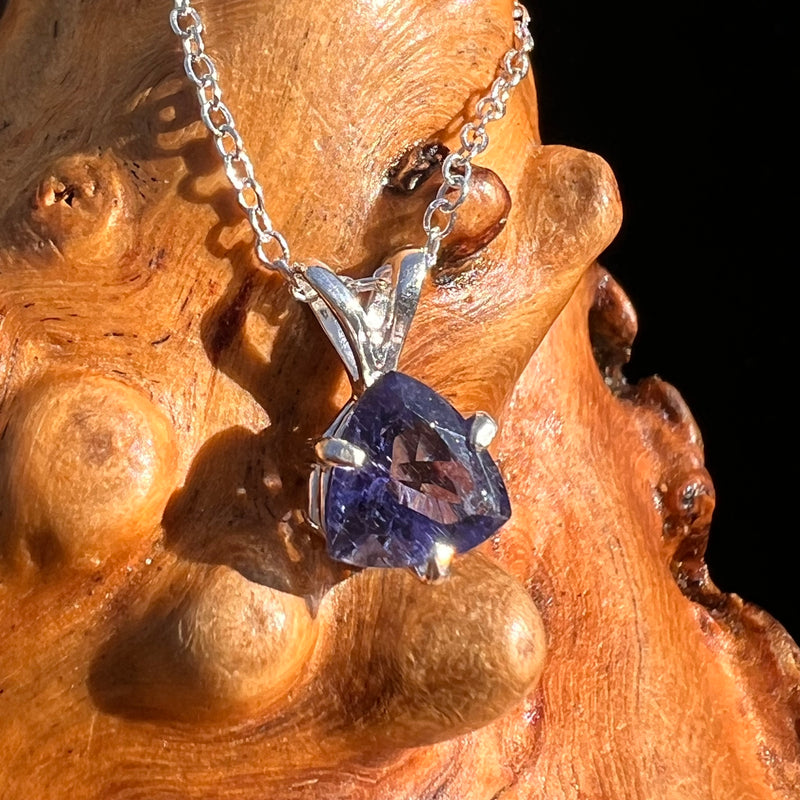 Blue Iolite Trillion Necklace Sterling Silver #7779-Moldavite Life
