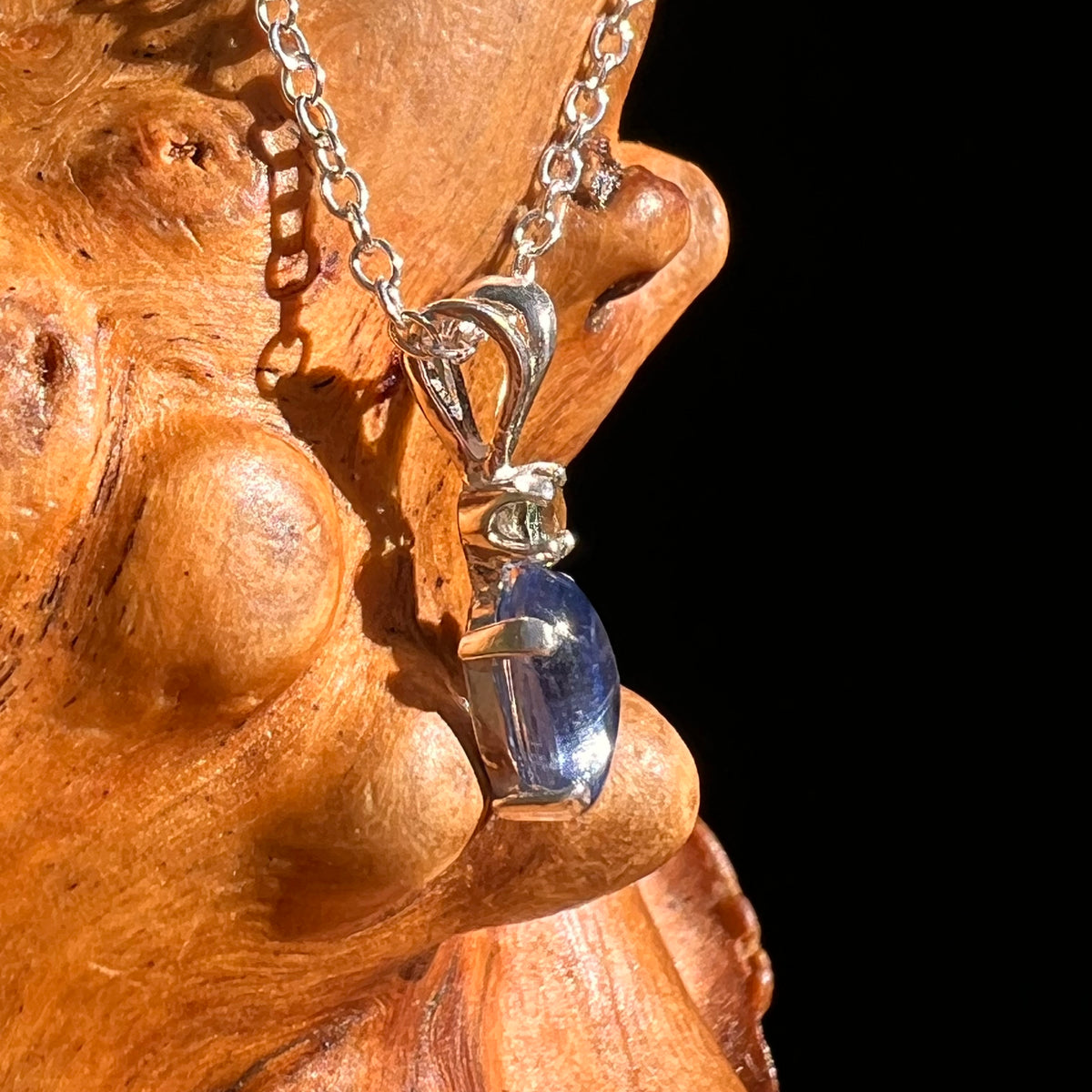 Blue Kyanite & Moldavite Necklace Sterling Silver #8686-Moldavite Life
