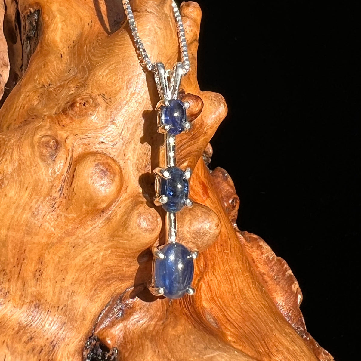 Blue Kyanite Triple Pendant Sterling Silver #5625-Moldavite Life