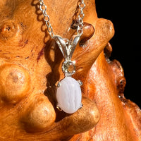Blue Lace Agate & Moldavite Necklace Sterling Silver #8689-Moldavite Life