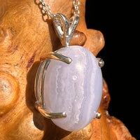Blue Lace Agate Necklace Sterling SIlver #8416-Moldavite Life
