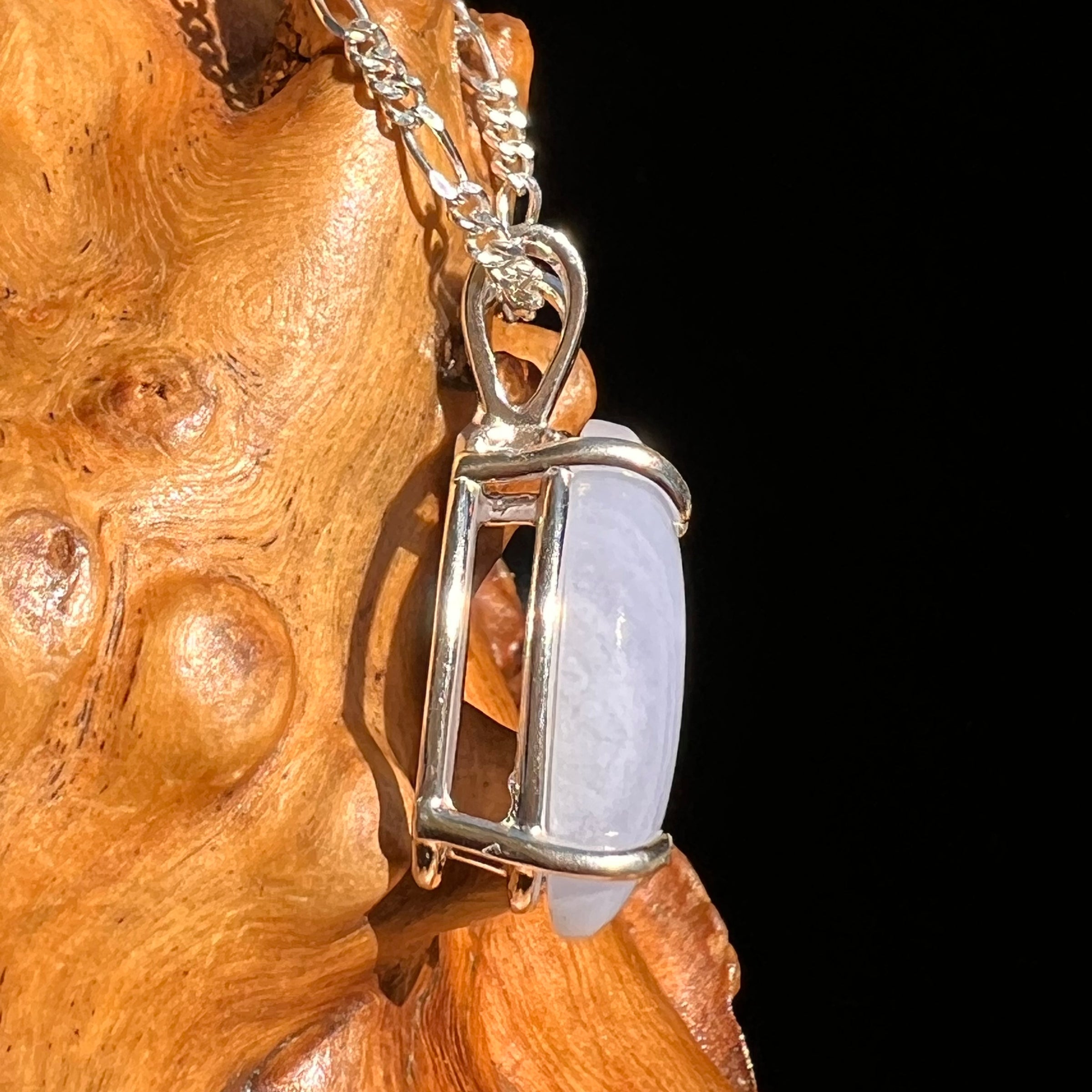 Blue Lace Agate Pendant Sterling SIlver #6551-Moldavite Life