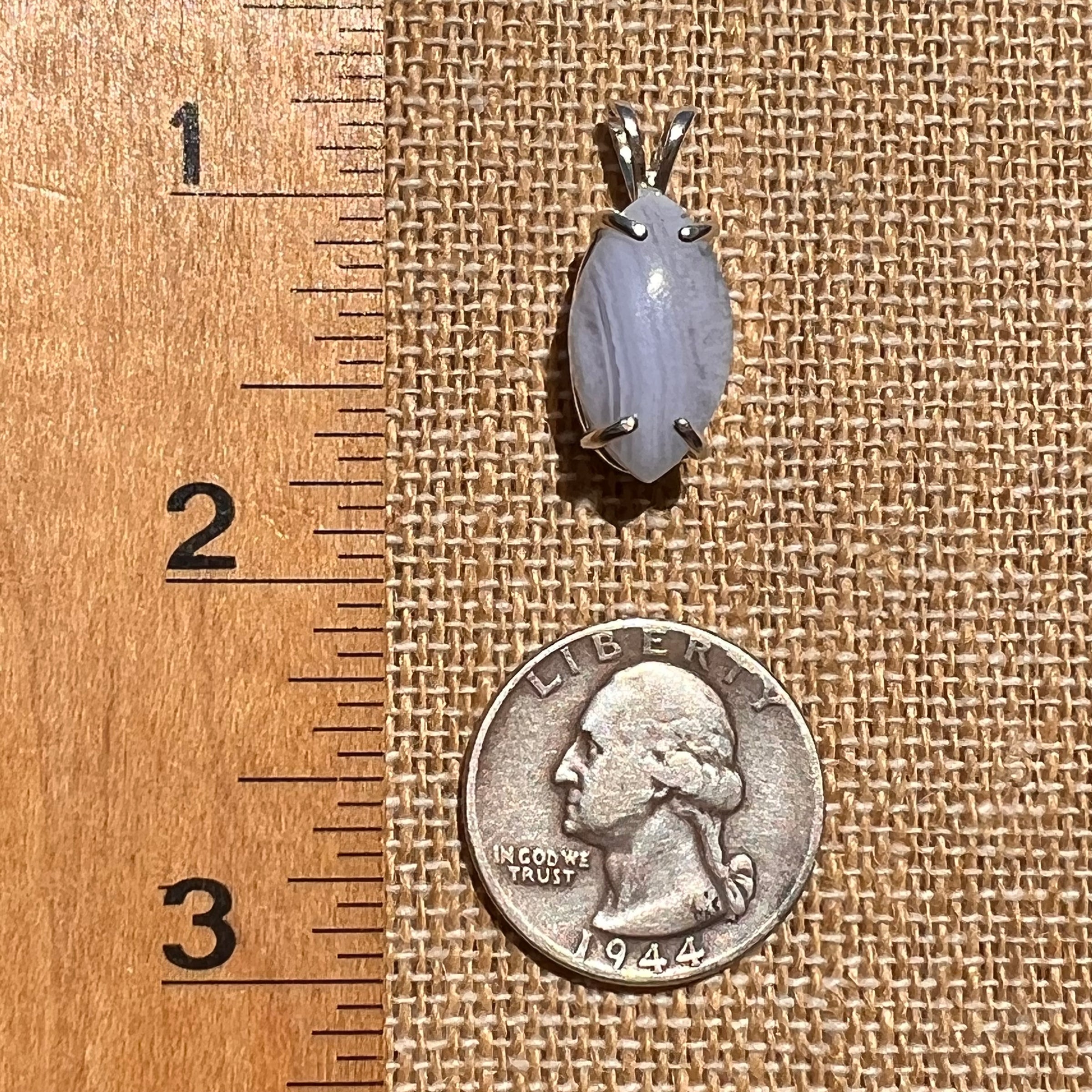 Blue Lace Agate Pendant Sterling SIlver #6551-Moldavite Life