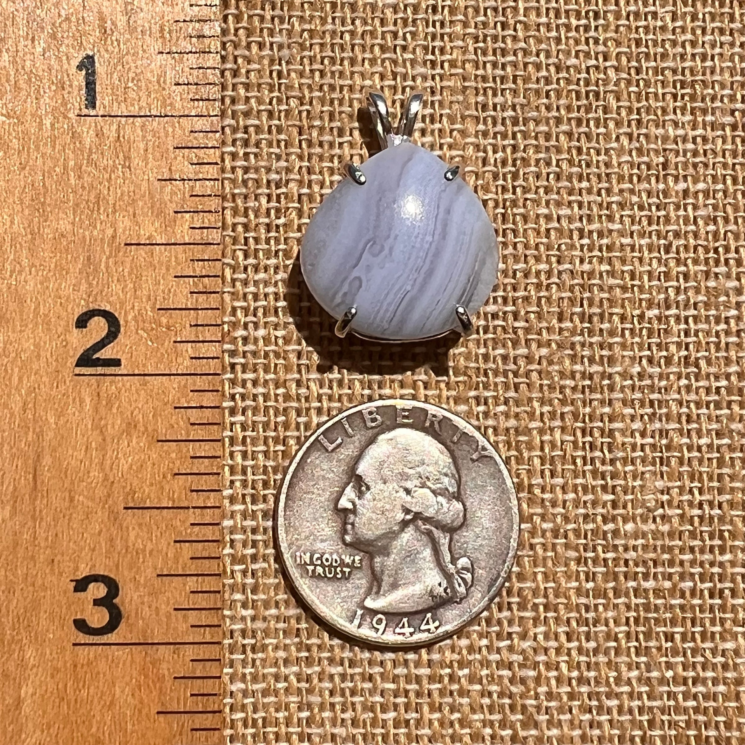 Blue Lace Agate Pendant Sterling SIlver #6553-Moldavite Life