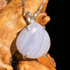 Blue Lace Agate Pendant Sterling SIlver #6553-Moldavite Life