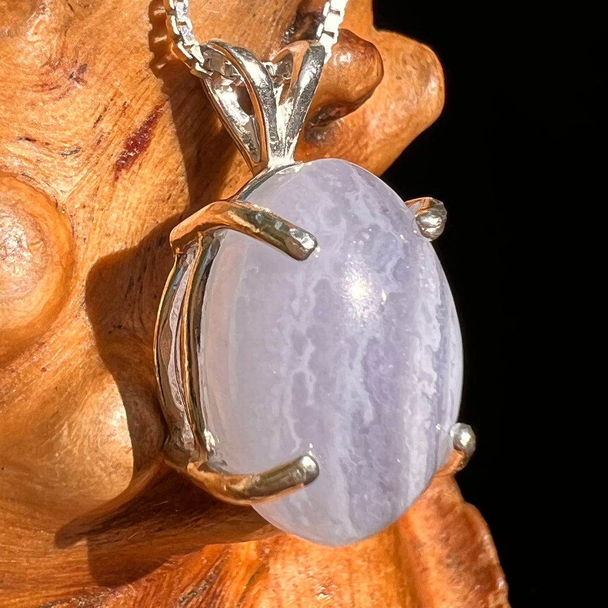 Blue Lace Agate Pendant Sterling SIlver #8417-Moldavite Life
