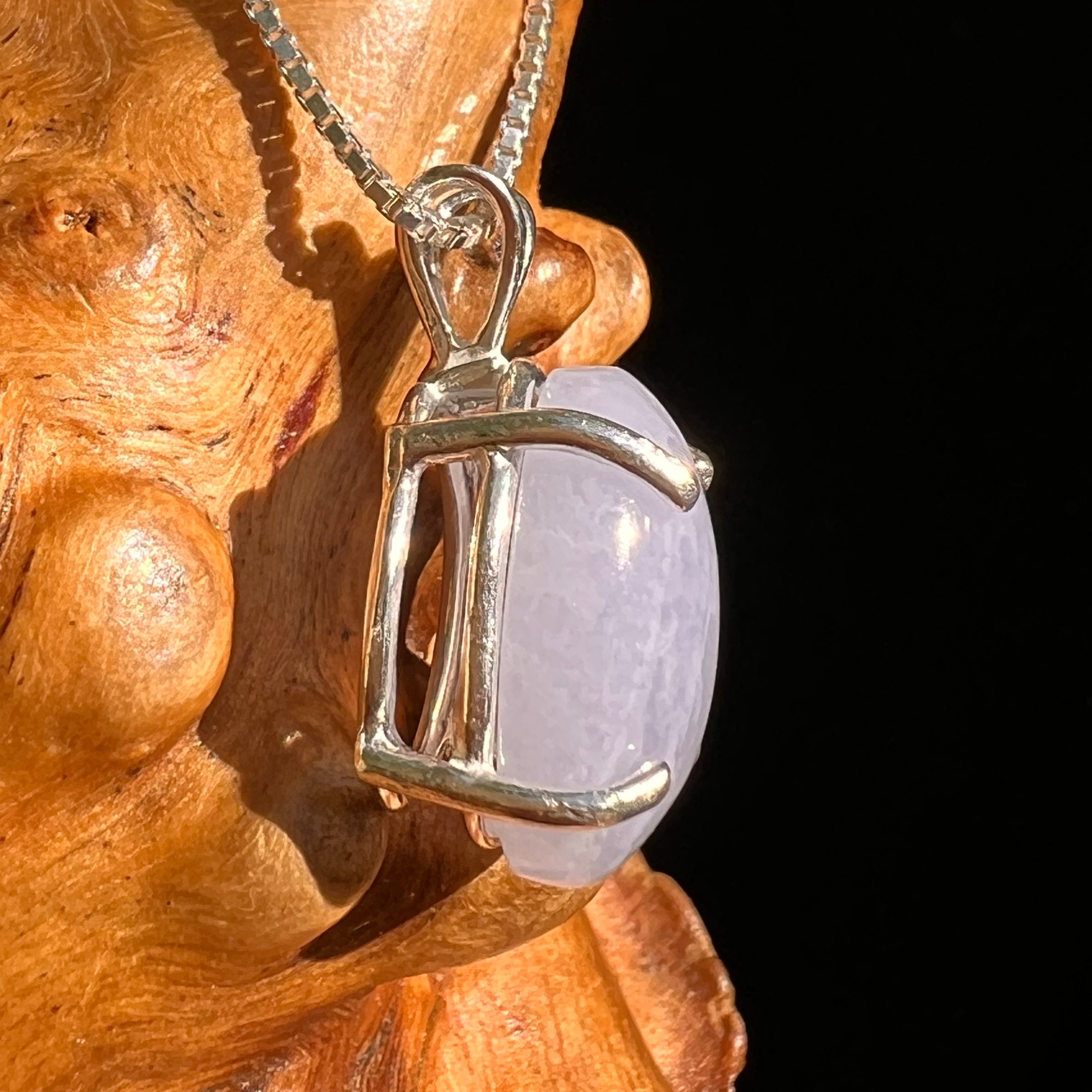 Blue Lace Agate Pendant Sterling SIlver #8417-Moldavite Life