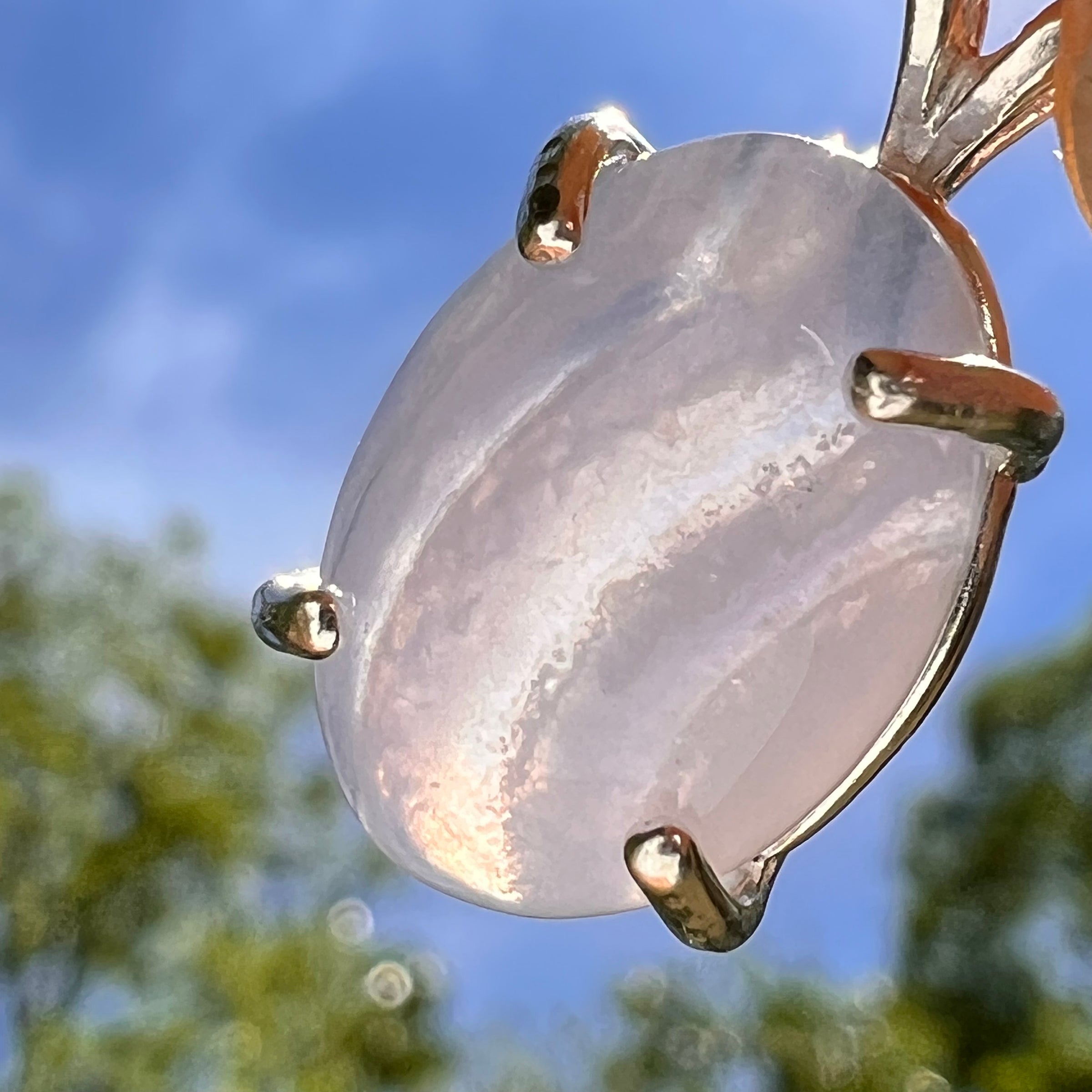 Blue Lace Agate Pendant Sterling SIlver #8417-Moldavite Life