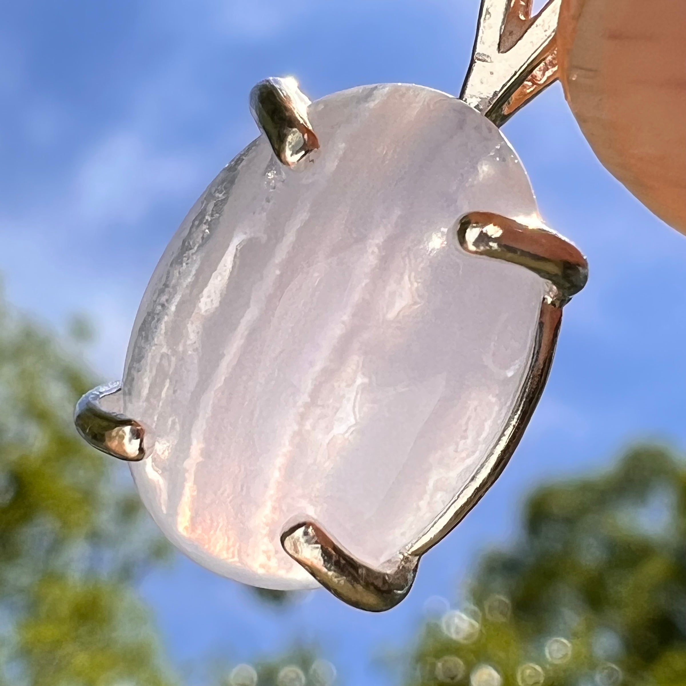 Blue Lace Agate Pendant Sterling SIlver #8418-Moldavite Life