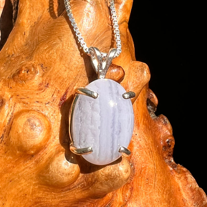 Blue Lace Agate Pendant Sterling SIlver #8418-Moldavite Life