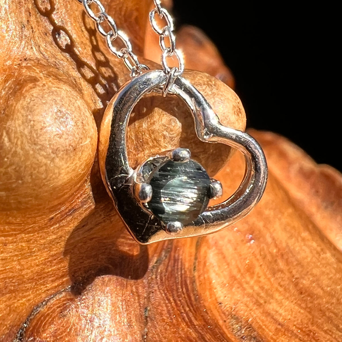 Blue Sapphire Heart Necklace Sterling Silver #8203-A-Moldavite Life