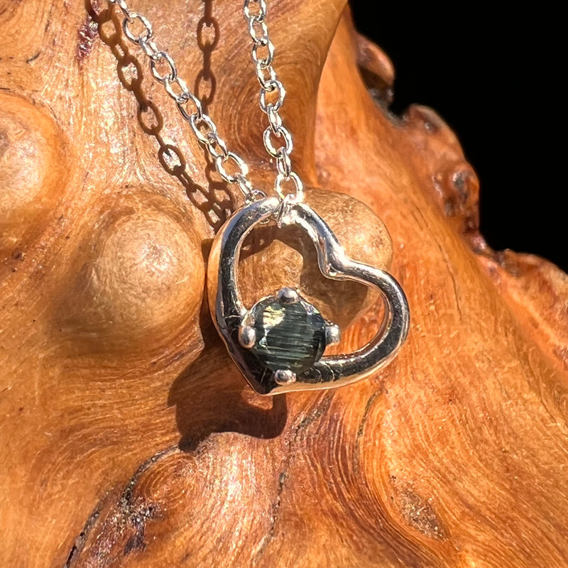 Blue Sapphire Heart Necklace Sterling Silver #8203-A-Moldavite Life