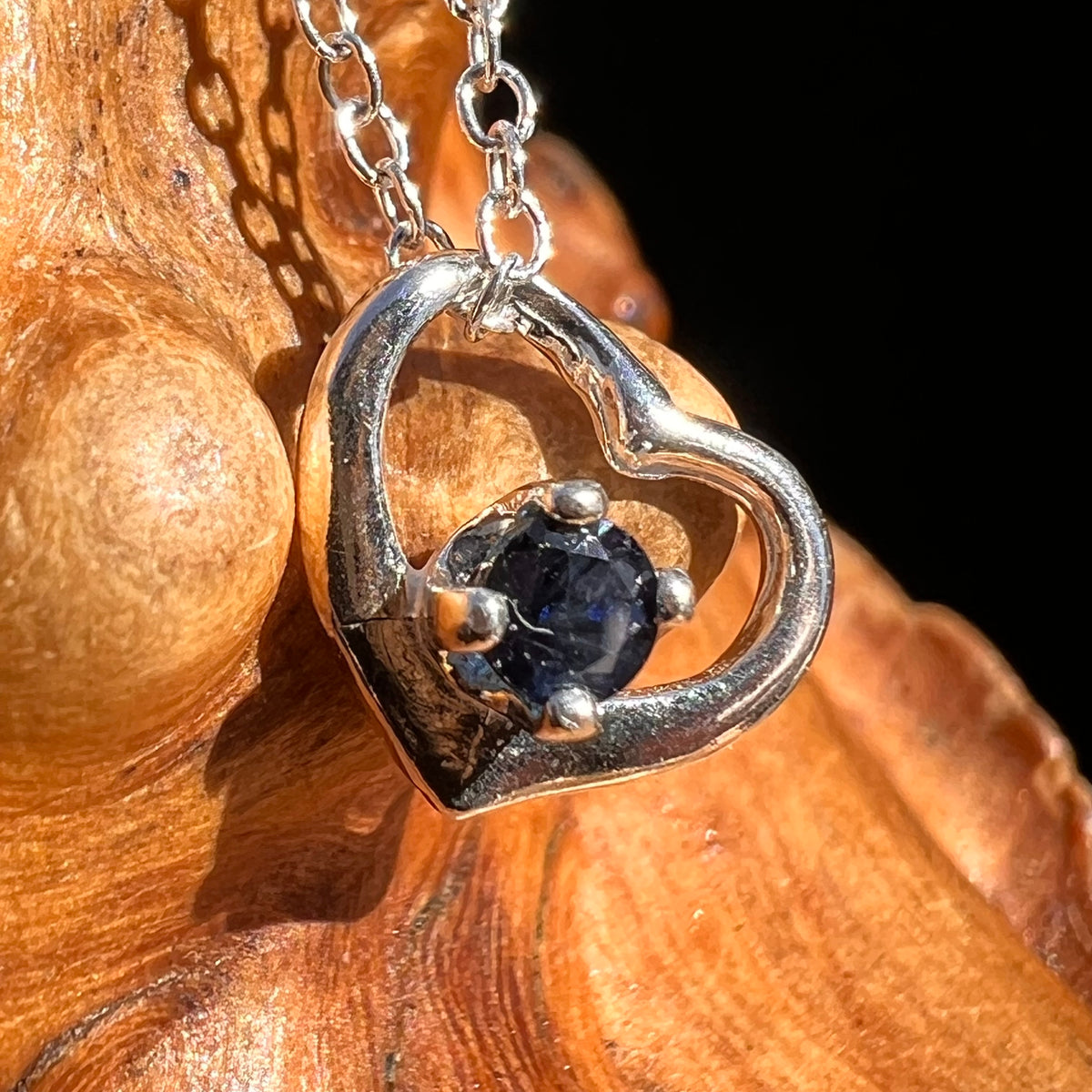 Blue Sapphire Heart Necklace Sterling Silver #8203-B-Moldavite Life