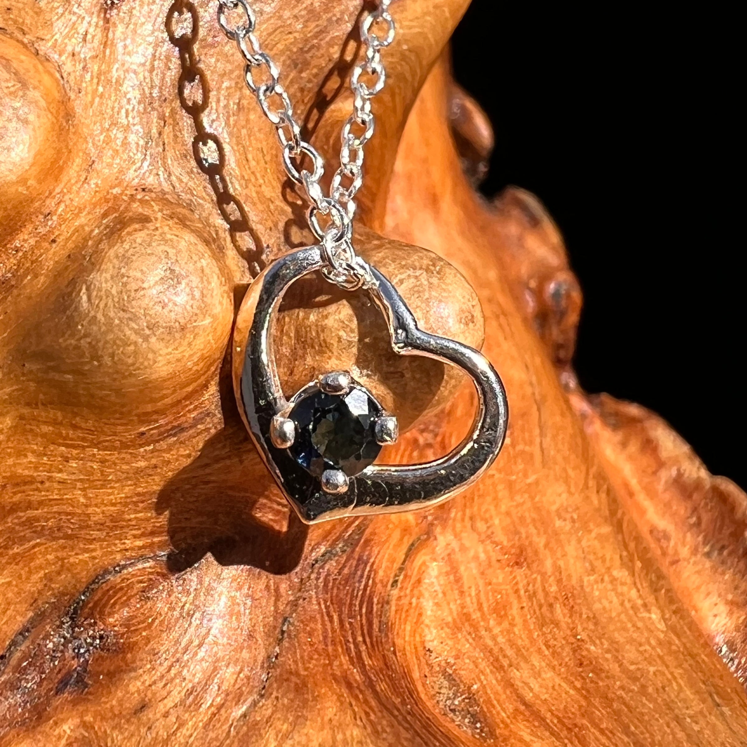 Blue Sapphire Heart Necklace Sterling Silver #8203-B-Moldavite Life