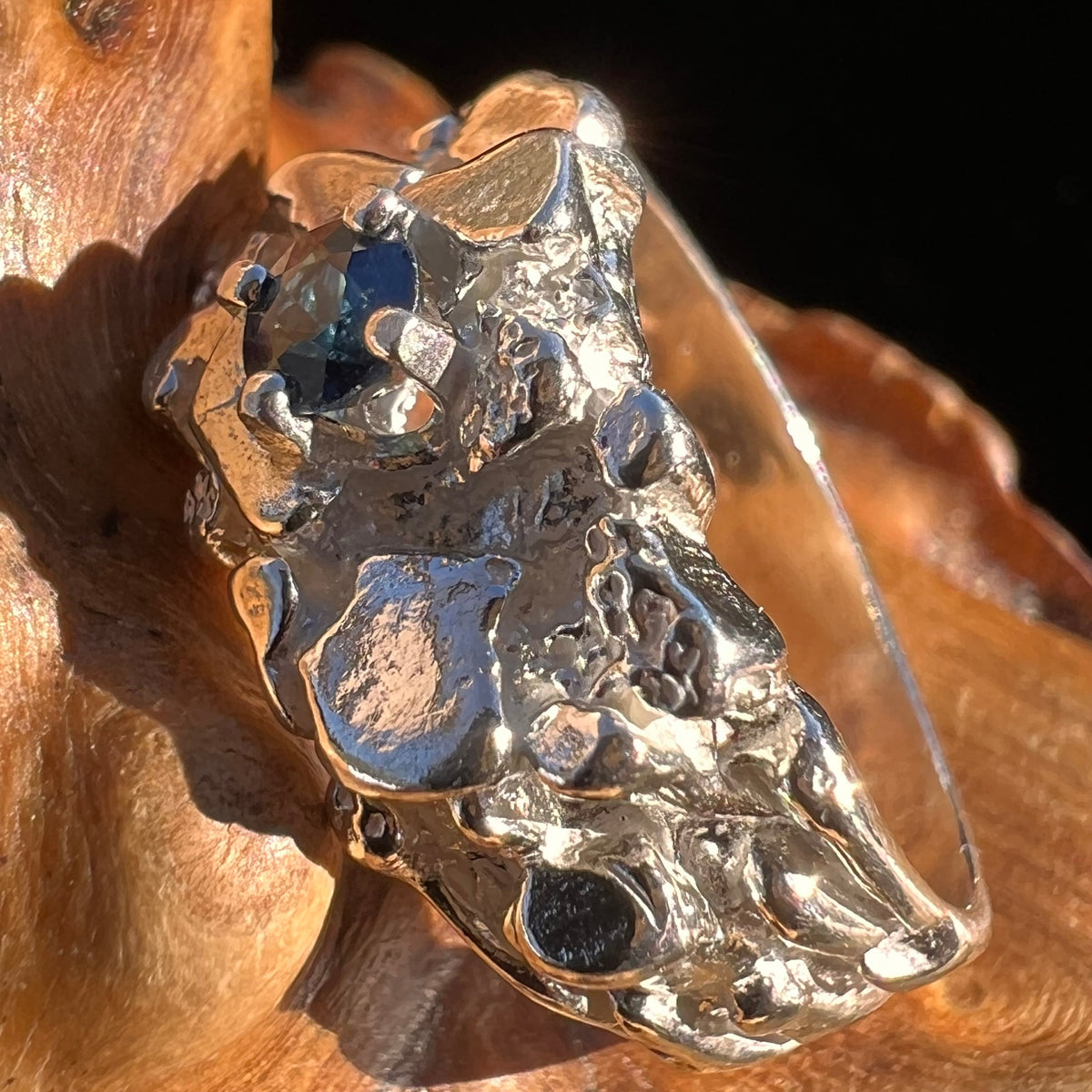 Blue Sapphire Nugget Ring Sterling Size 7 #3929-Moldavite Life