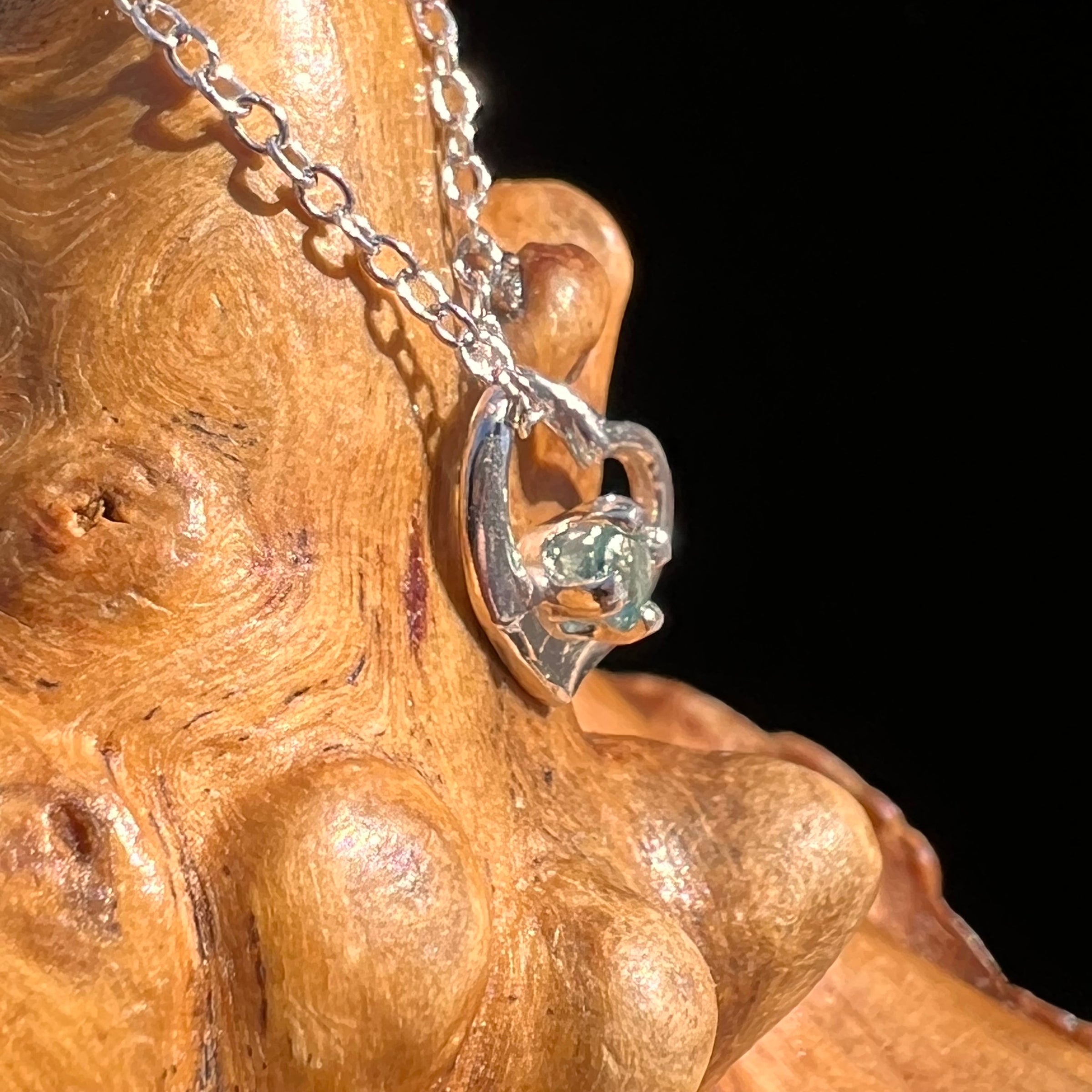 Blue Tourmaline Heart Necklace Sterling Silver #8204-Moldavite Life