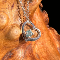 Blue Tourmaline Heart Necklace Sterling Silver #8204-Moldavite Life