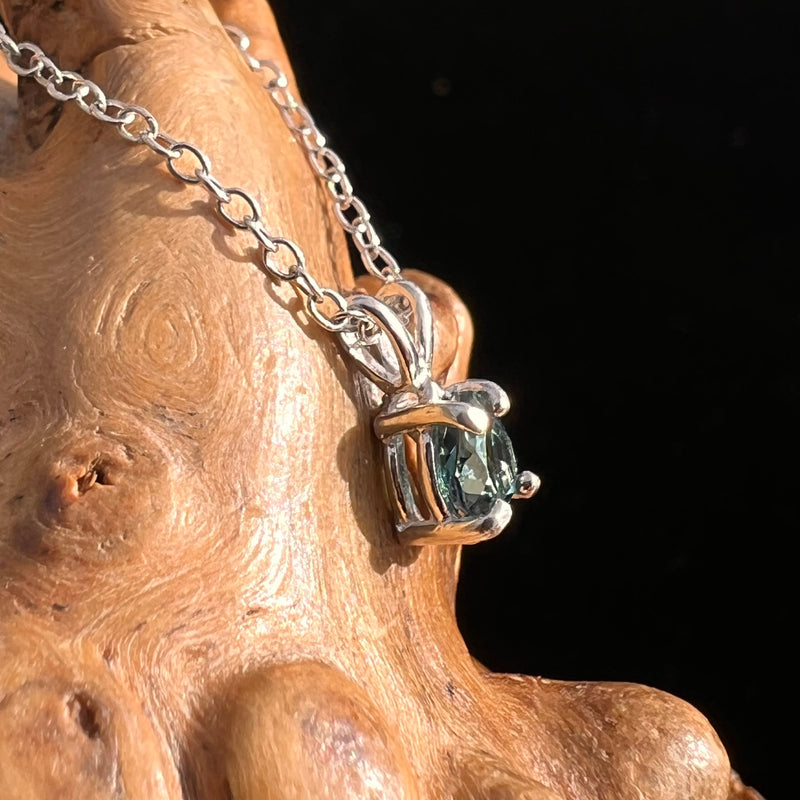 Blue Tourmaline Inicolite Necklace Sterling Silver #5056-Moldavite Life