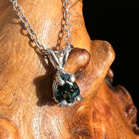 Blue Tourmaline Inicolite Necklace Sterling Silver #5056-Moldavite Life