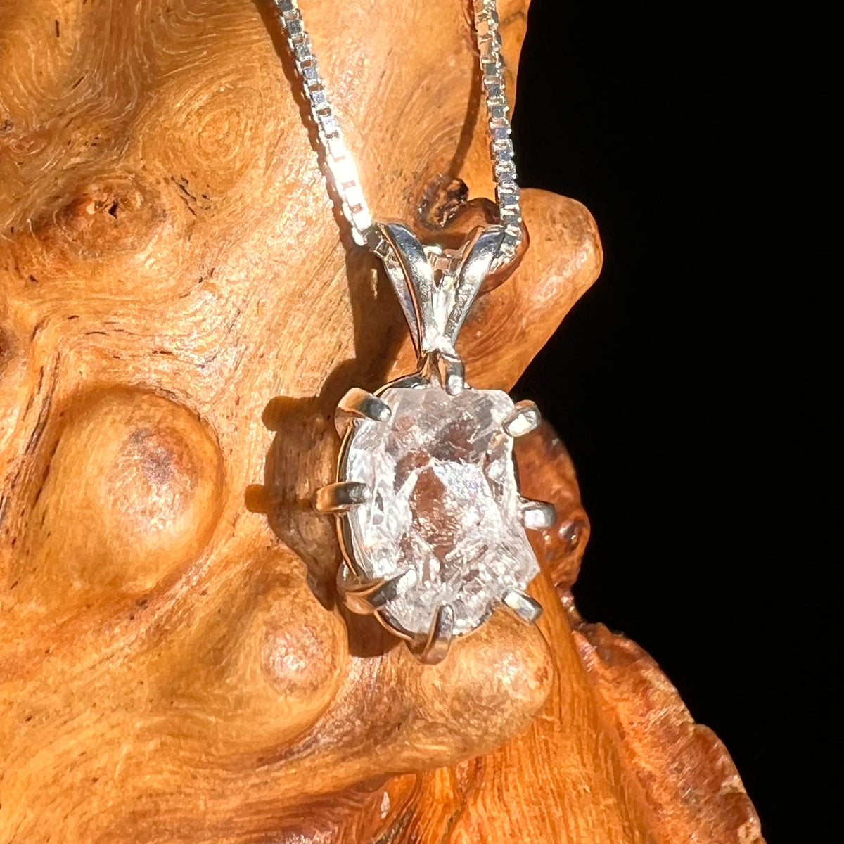 Brazilian Phenacite Crystal Necklace Sterling #5662-Moldavite Life