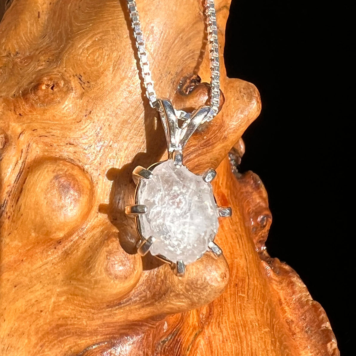 Brazilian Phenacite Crystal Necklace Sterling #5665-Moldavite Life