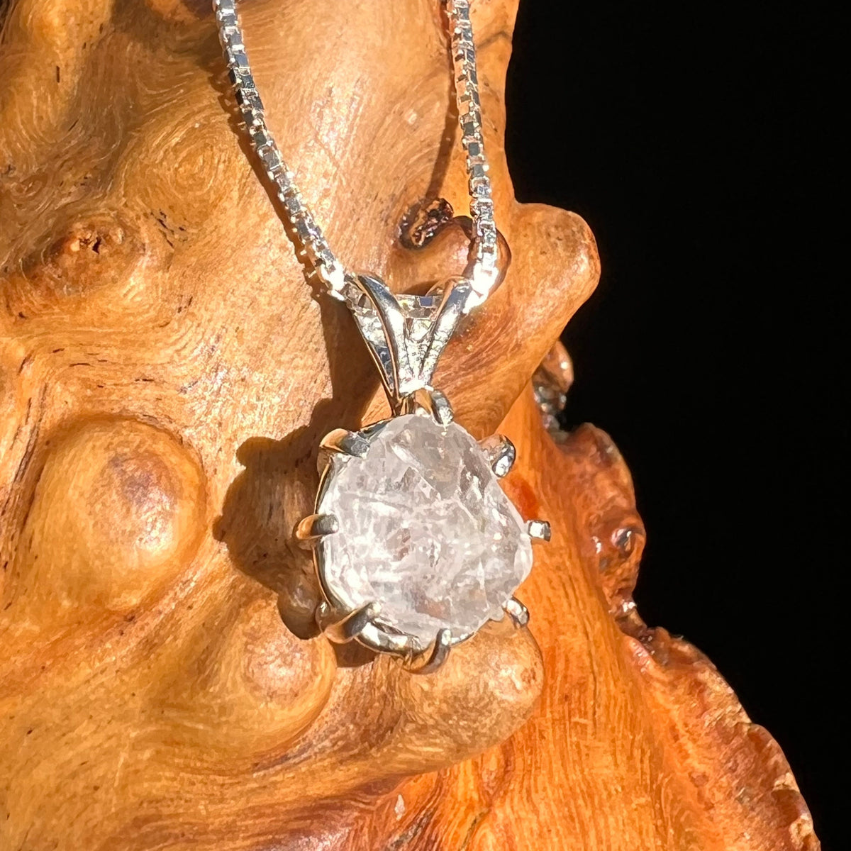 Brazilian Phenacite Crystal Necklace Sterling #5668-Moldavite Life