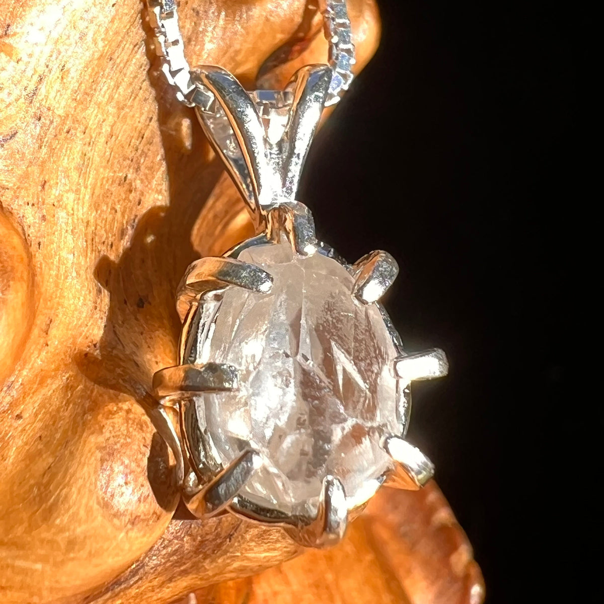 Brazilian Phenacite Crystal Necklace Sterling #5670-Moldavite Life