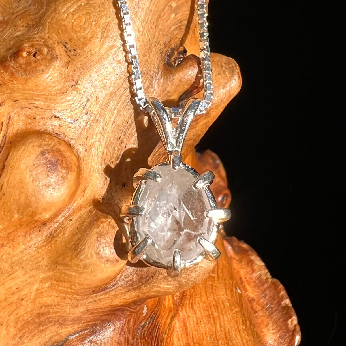 Brazilian Phenacite Crystal Necklace Sterling #5670-Moldavite Life