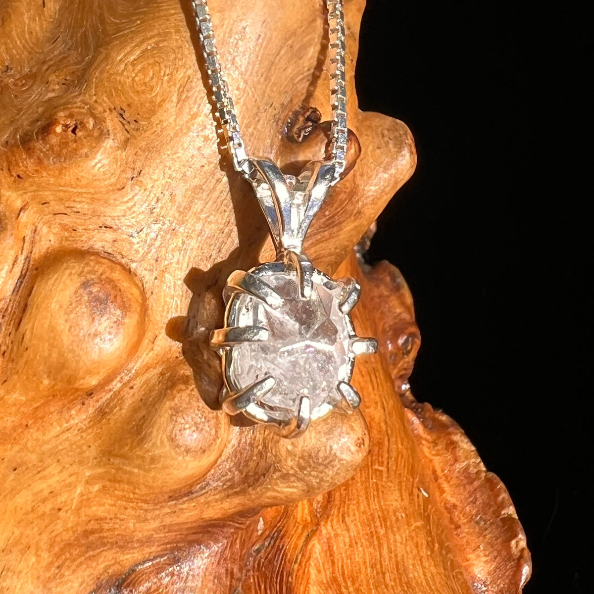 Brazilian Phenacite Crystal Necklace Sterling #5671-Moldavite Life