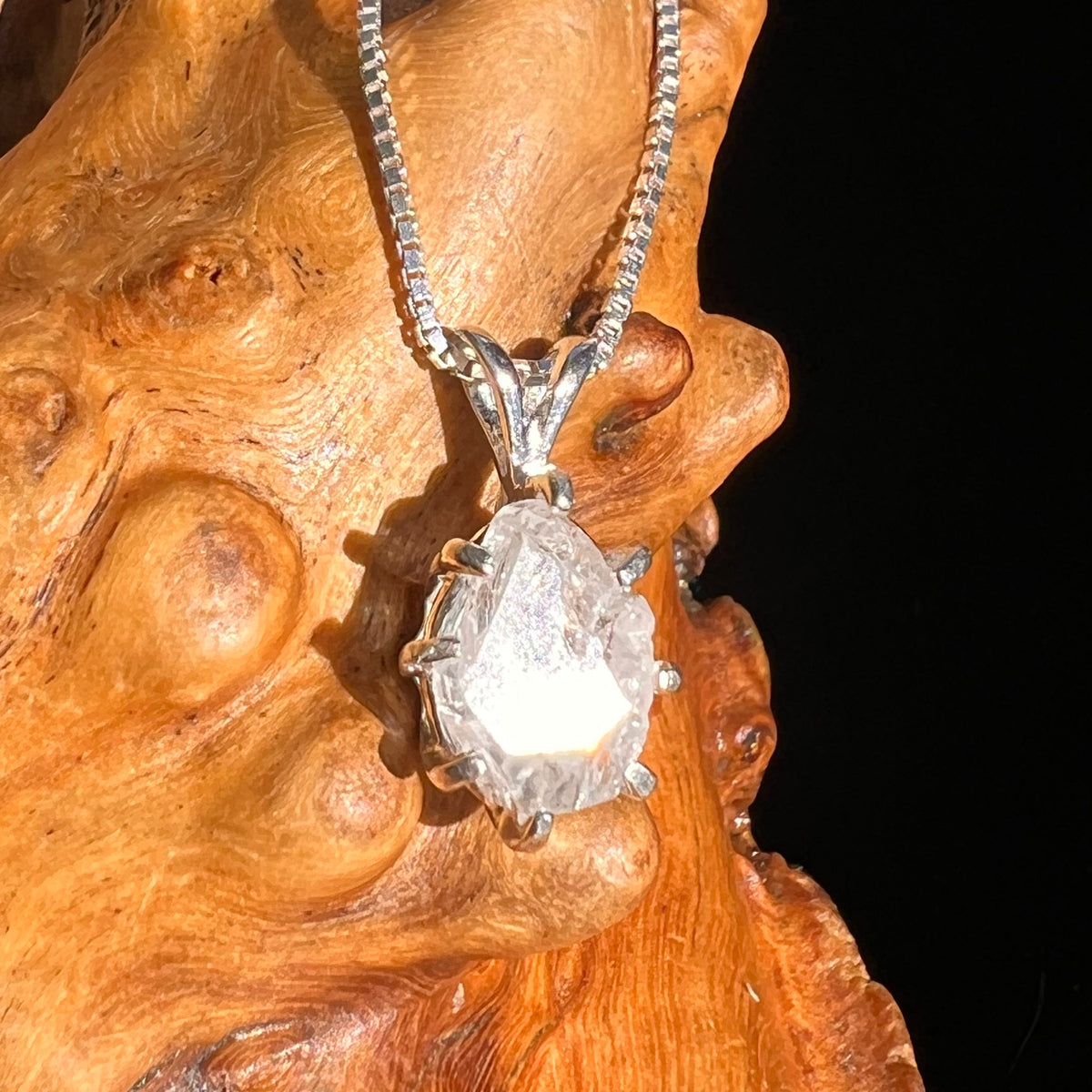 Brazilian Phenacite Crystal Necklace Sterling #5672-Moldavite Life