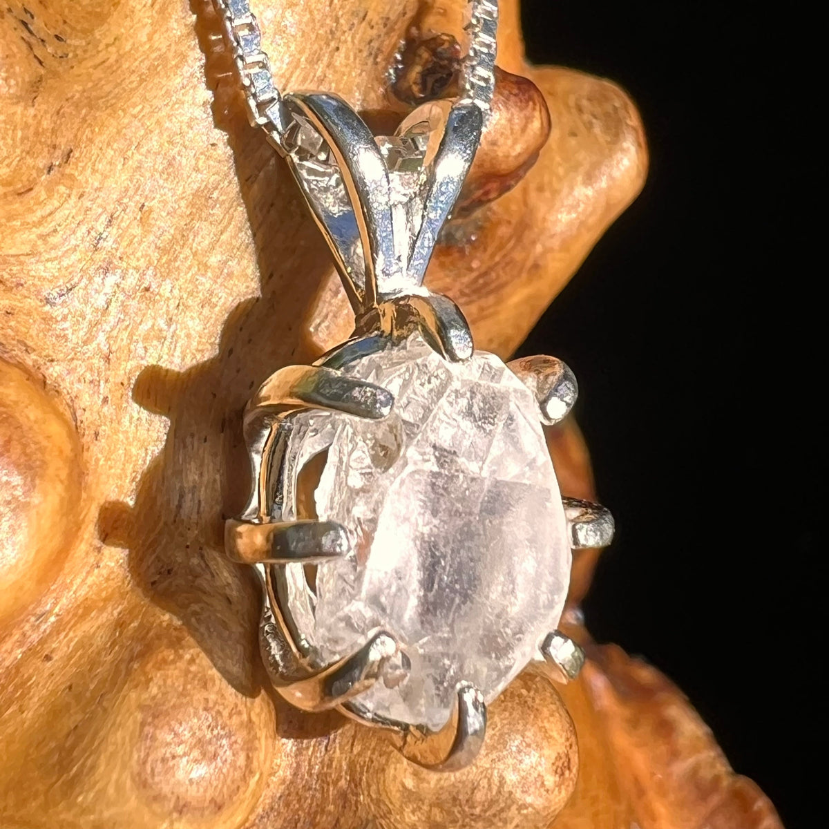 Brazilian Phenacite Crystal Necklace Sterling #5674-Moldavite Life