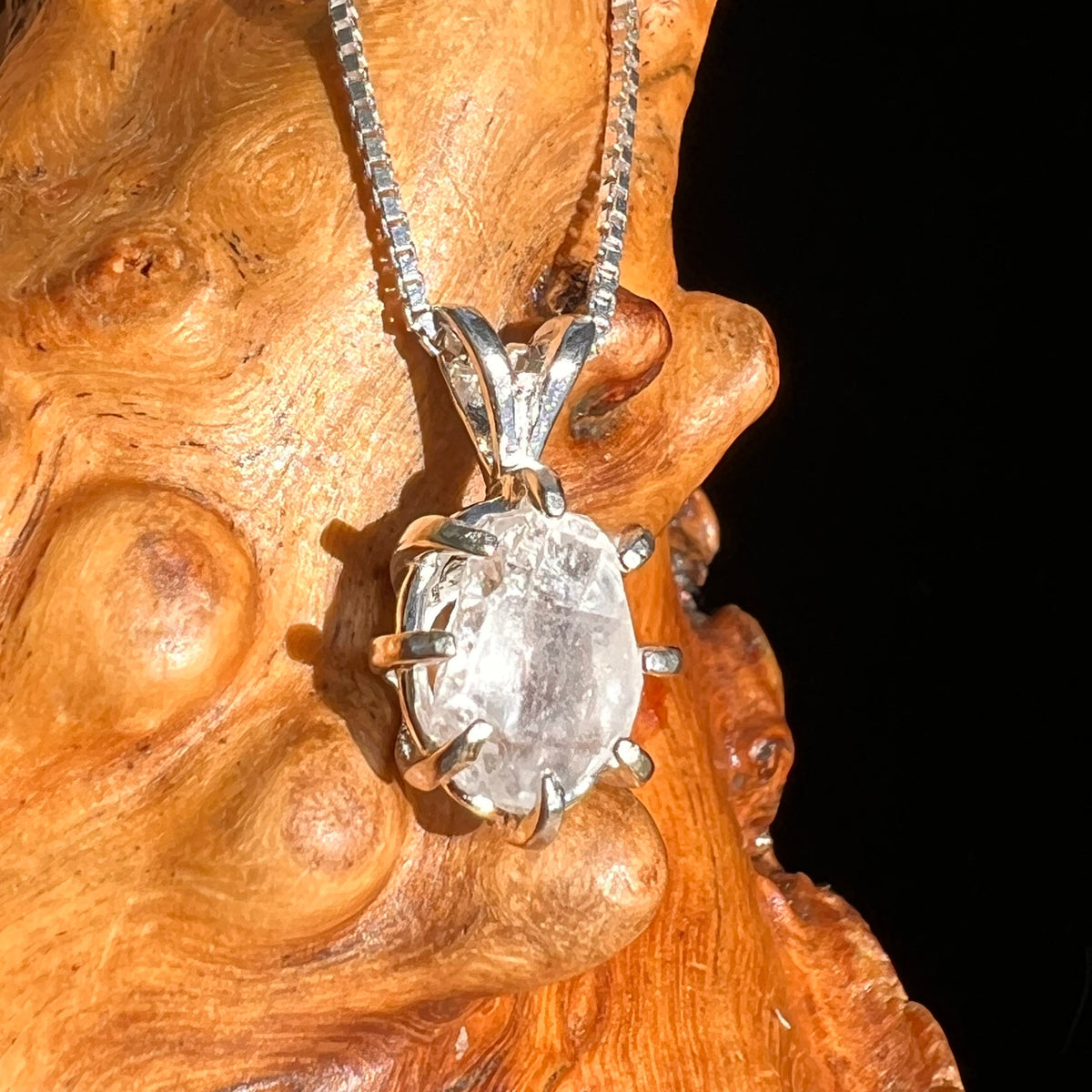 Brazilian Phenacite Crystal Necklace Sterling #5674-Moldavite Life