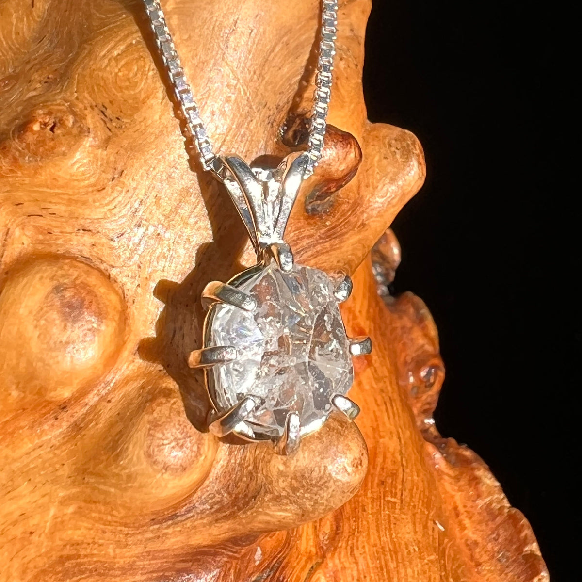 Brazilian Phenacite Crystal Necklace Sterling #5675-Moldavite Life