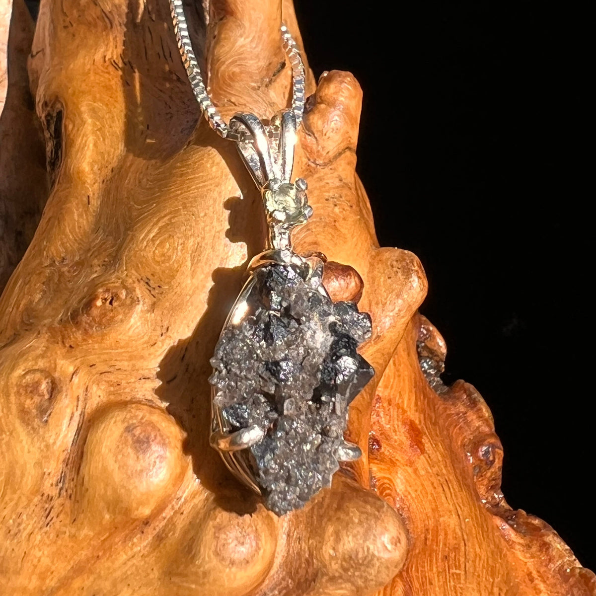 Brookite Smoky Quartz Moldavite Necklace Sterling #5590-Moldavite Life