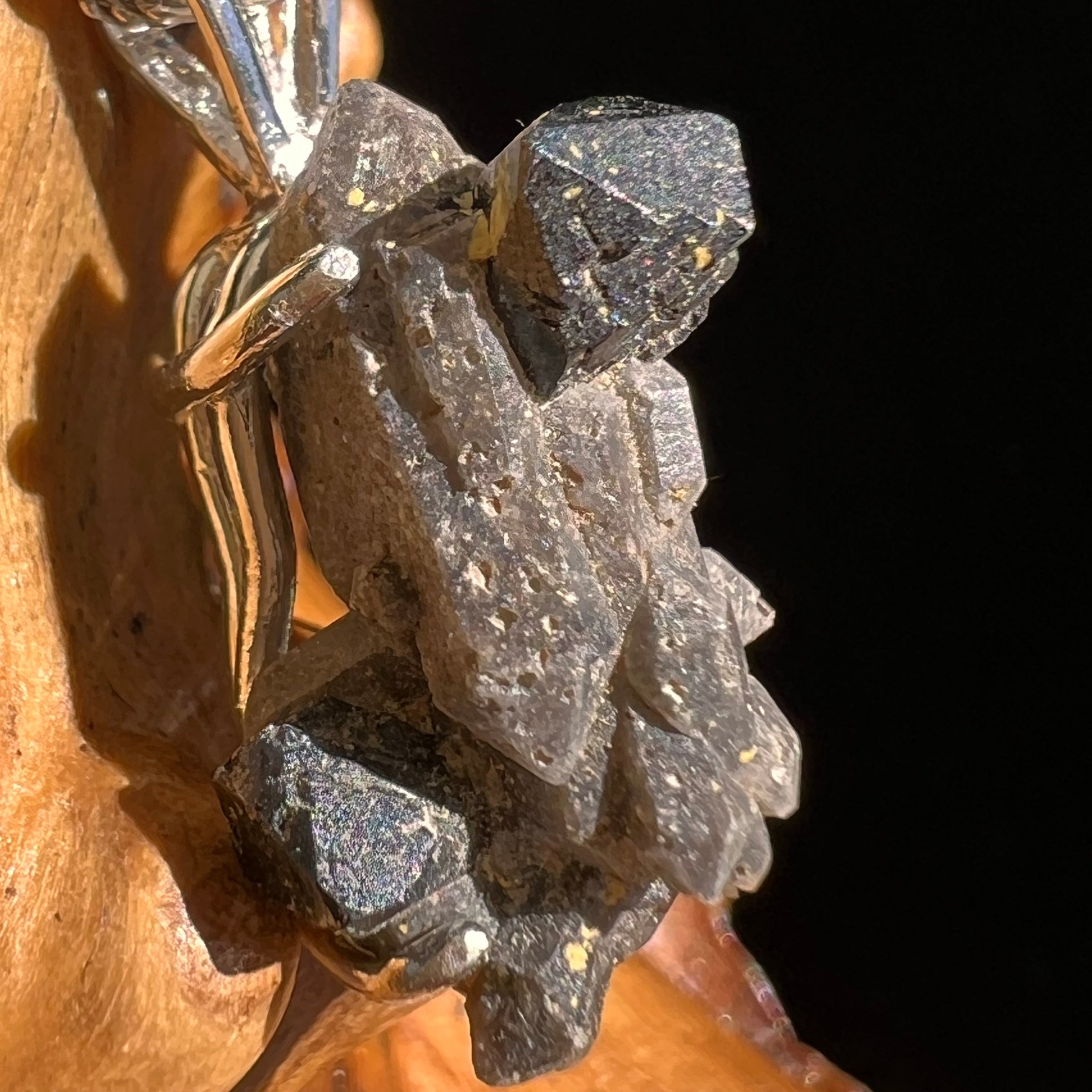 Brookite in Smoky Quartz Pendant Sterling Silver #5558-Moldavite Life