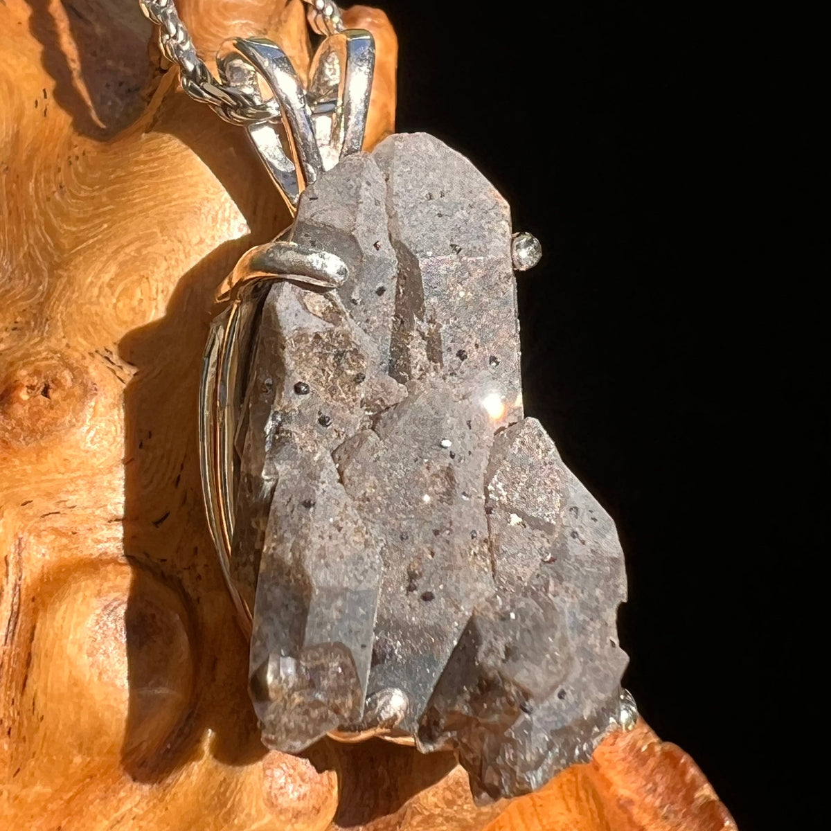 Brookite in Smoky Quartz Pendant Sterling Silver #5560-Moldavite Life