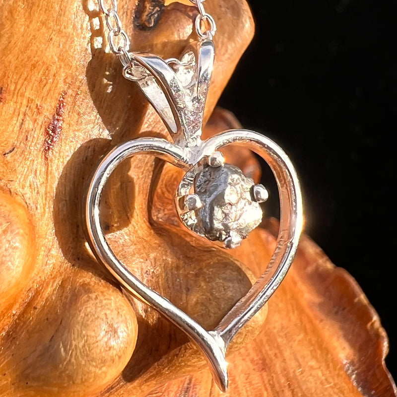 Campo Del Cielo Meteorite Heart Necklace Sterling #7740-Moldavite Life