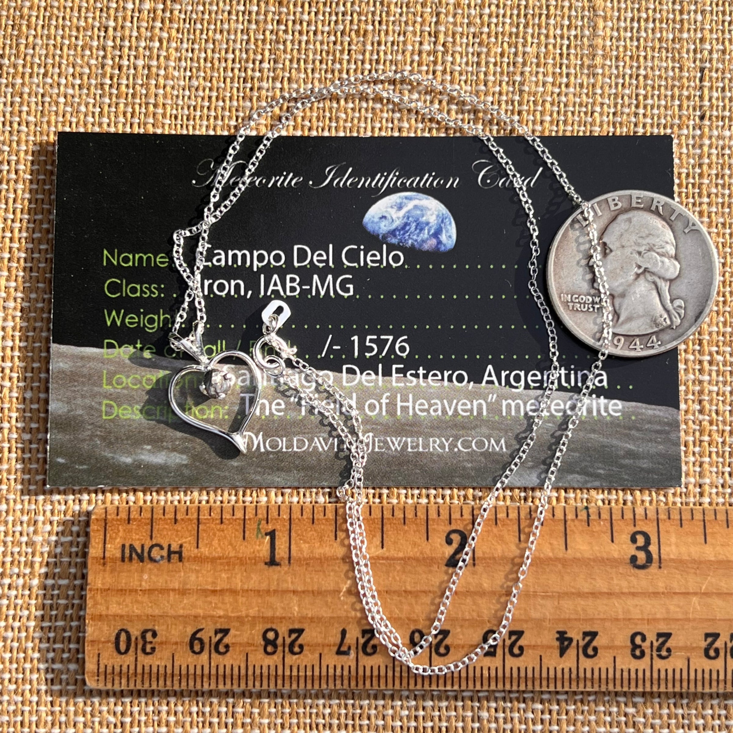 Campo Del Cielo Meteorite Heart Necklace Sterling #7740-Moldavite Life