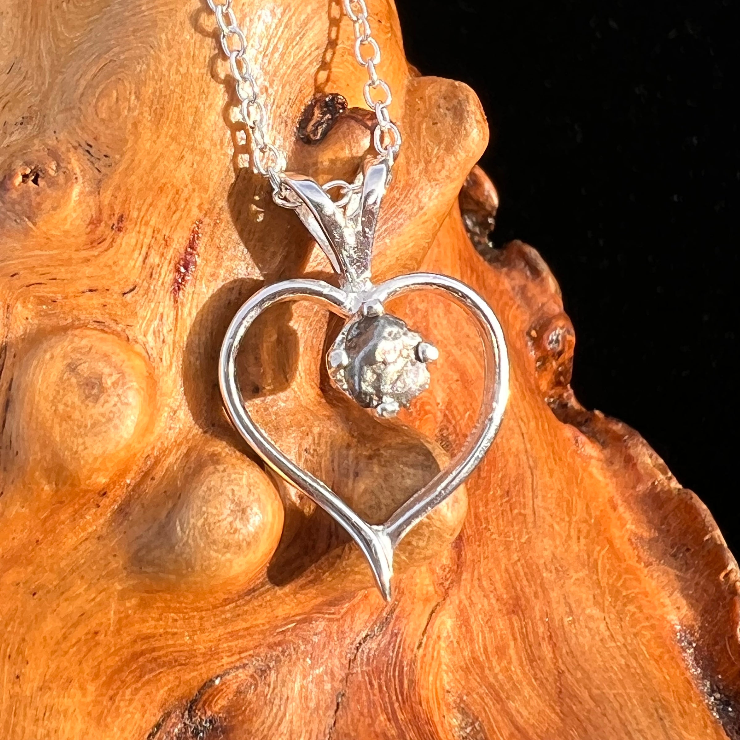 Campo Del Cielo Meteorite Heart Necklace Sterling #7740-Moldavite Life