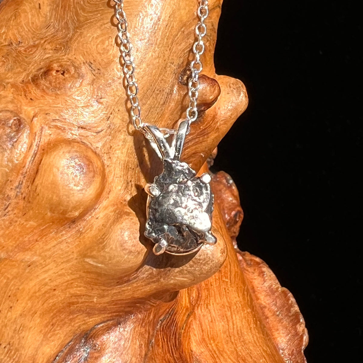 Campo Del Cielo Meteorite Necklace Sterling #5210-Moldavite Life