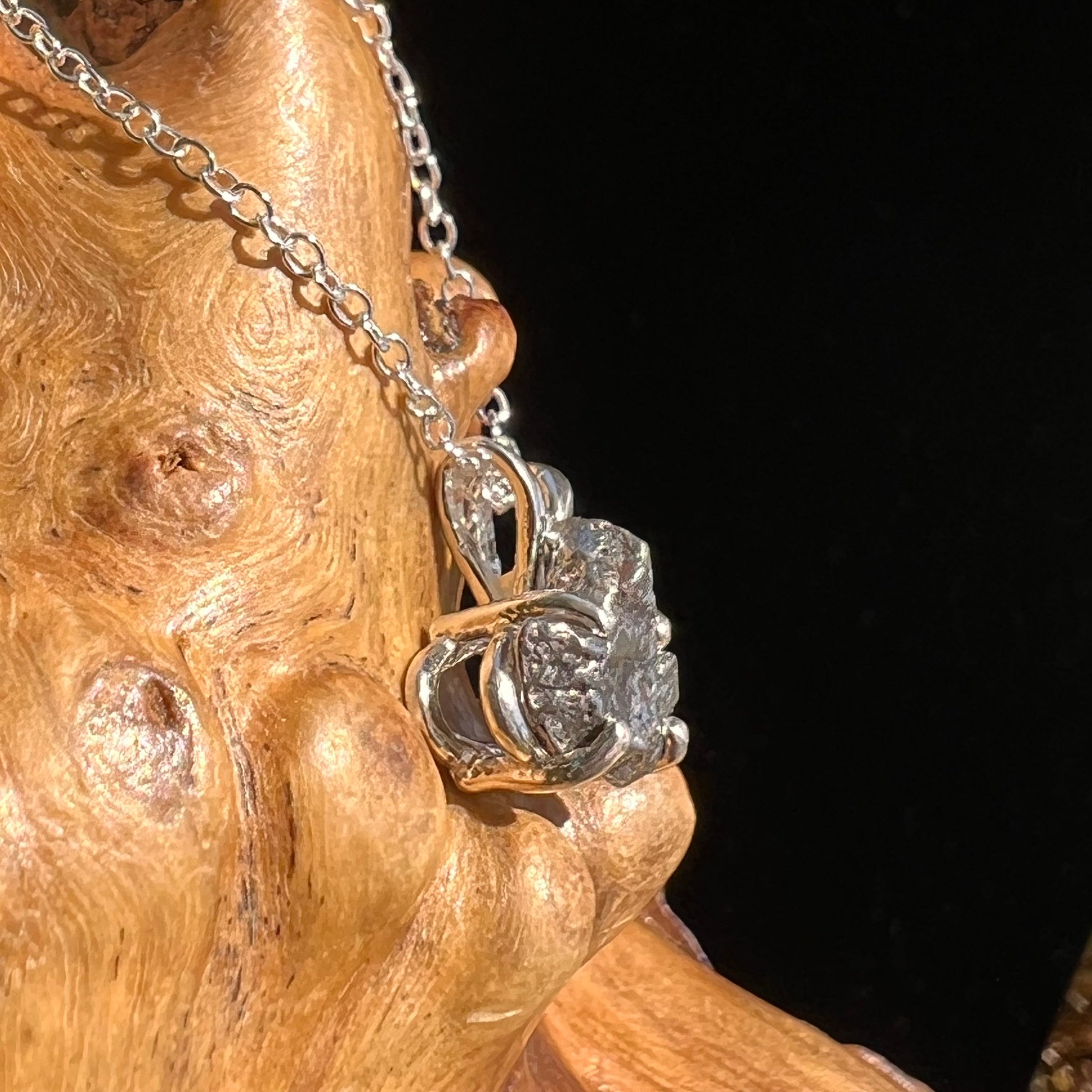 Campo Del Cielo Meteorite Necklace Sterling #5211-Moldavite Life