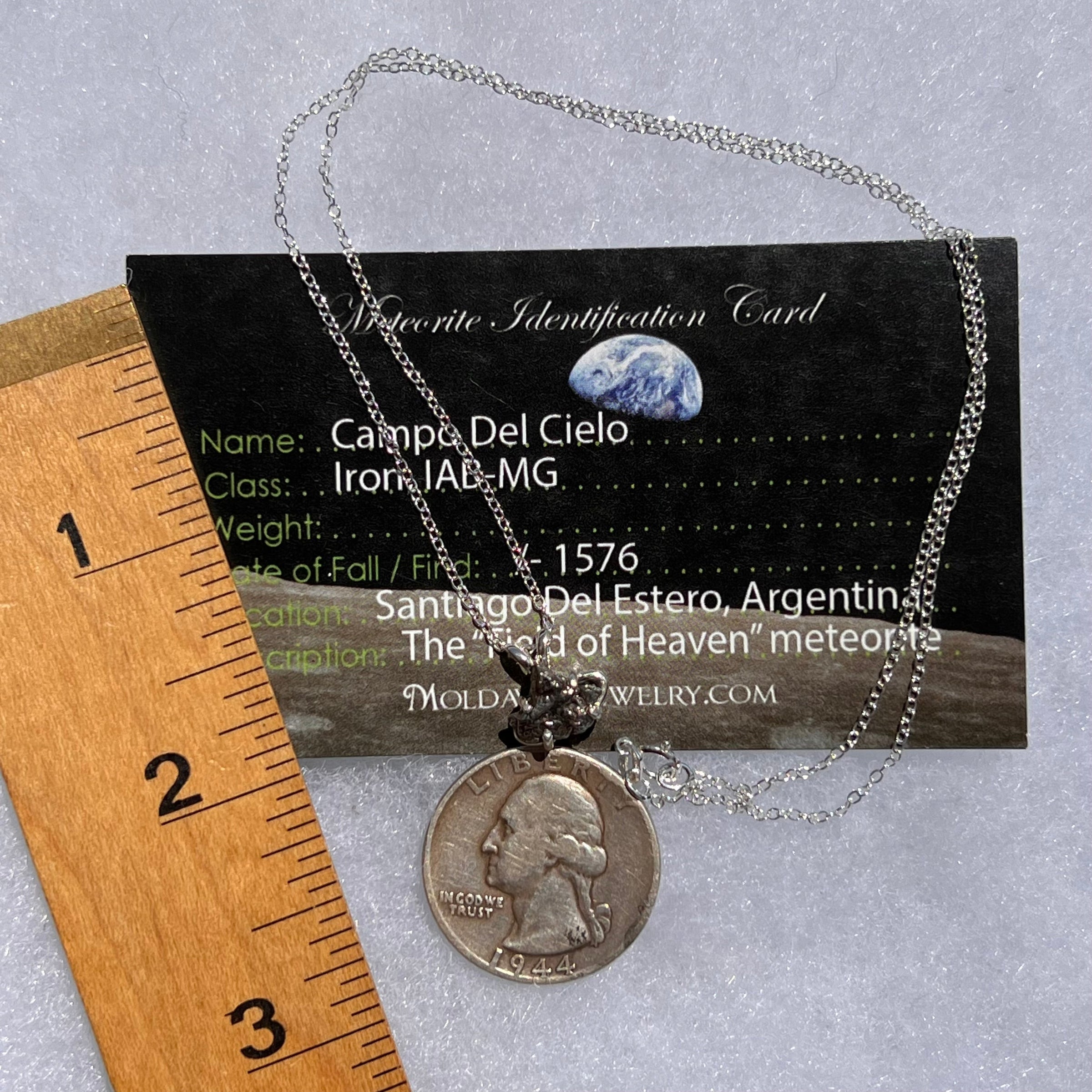 Campo Del Cielo Meteorite Necklace Sterling #5211-Moldavite Life