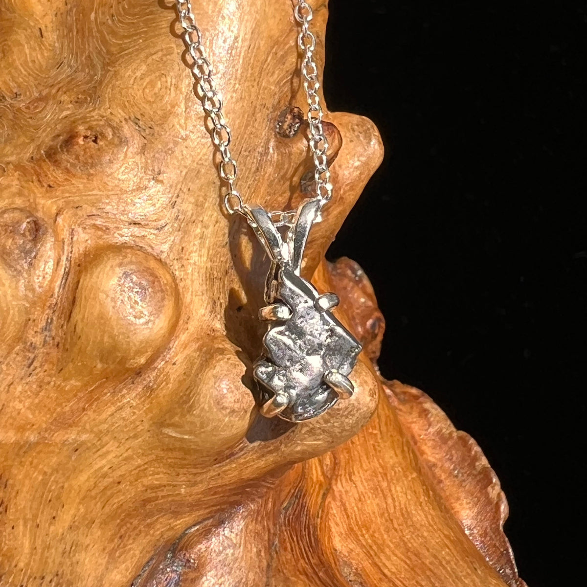 Campo Del Cielo Meteorite Necklace Sterling #5212-Moldavite Life