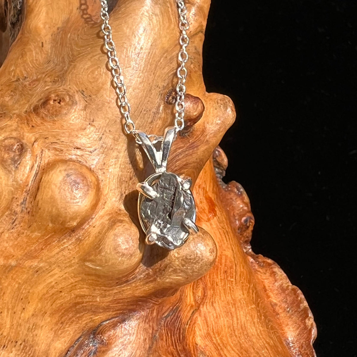 Campo Del Cielo Meteorite Necklace Sterling #5215-Moldavite Life