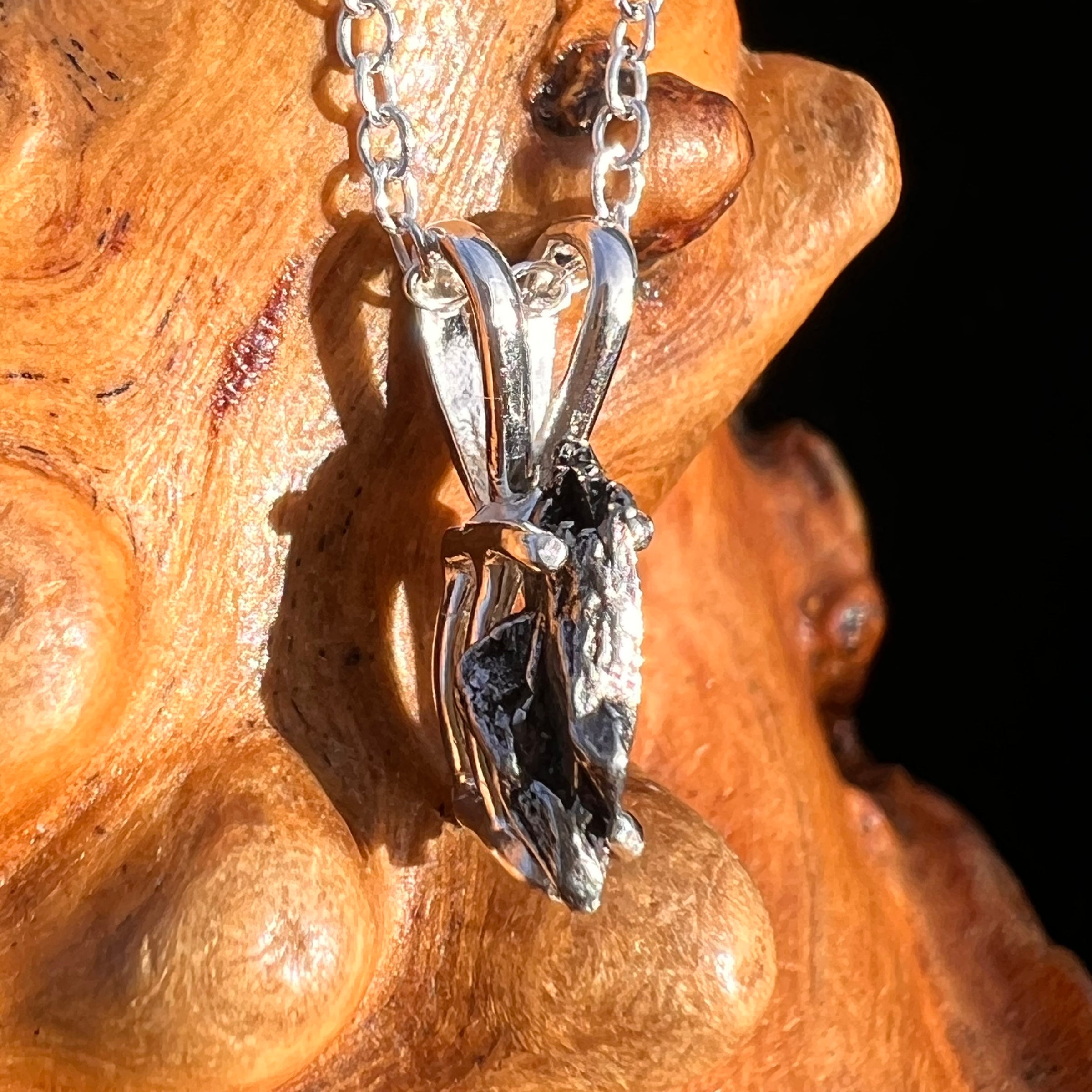 Campo Del Cielo Meteorite Necklace Sterling #7711-Moldavite Life